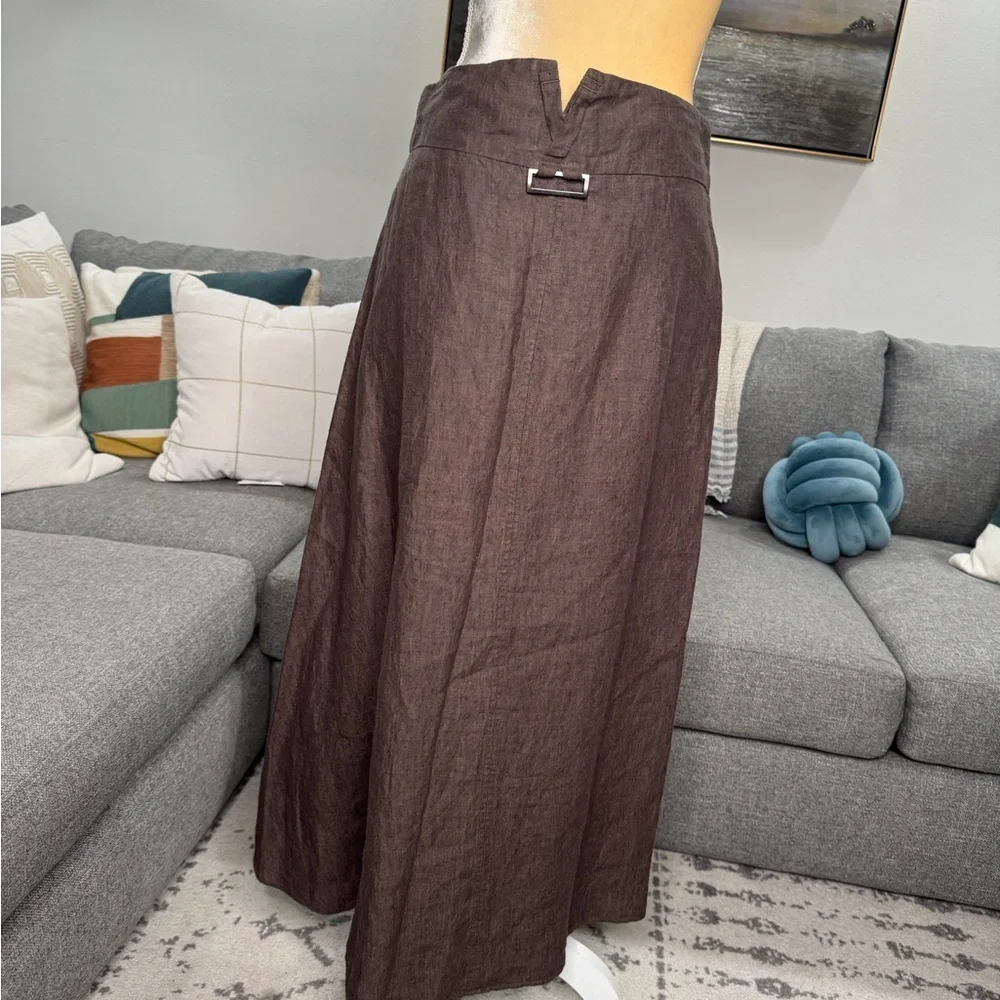 Adolfo Dominguez Brown Maxi A-Line Linen Skirt - Picture 5 of 13